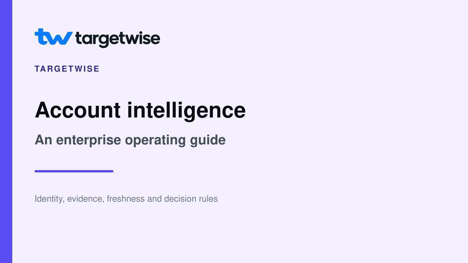 TargetWise logo and account intelligence article title on a plain lavender background using the website colour palette.