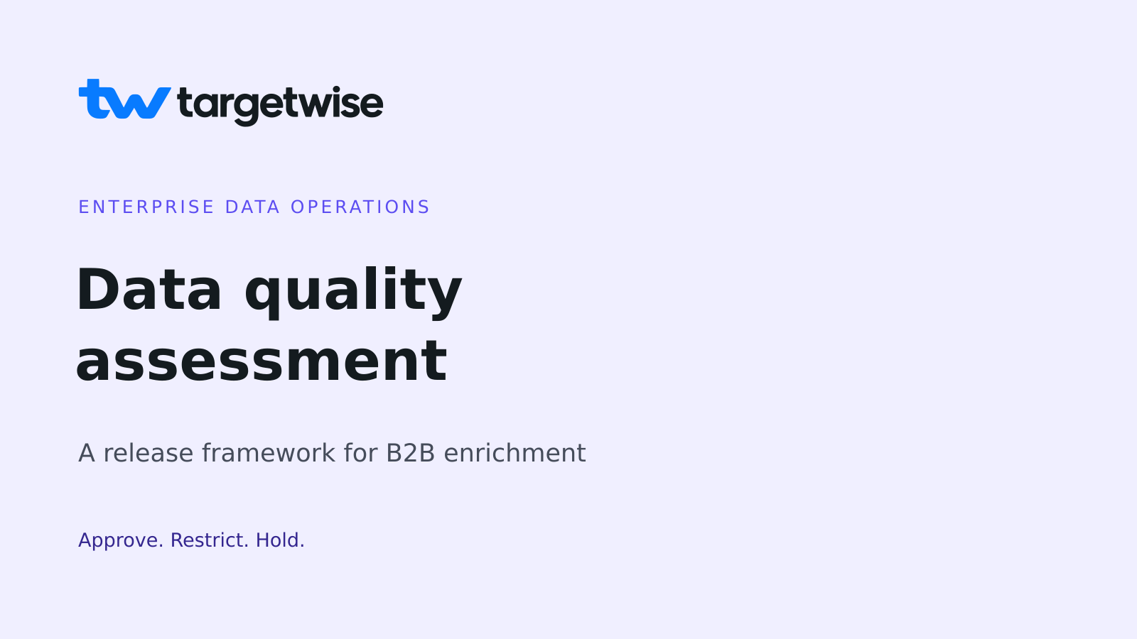 TargetWise logo and Data quality assessment title on a clean lavender cover.