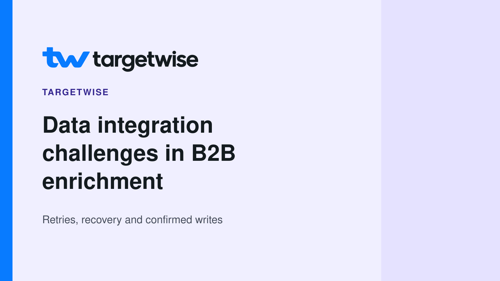 TargetWise logo and Data integration challenges in B2B enrichment title on a flat lavender cover.