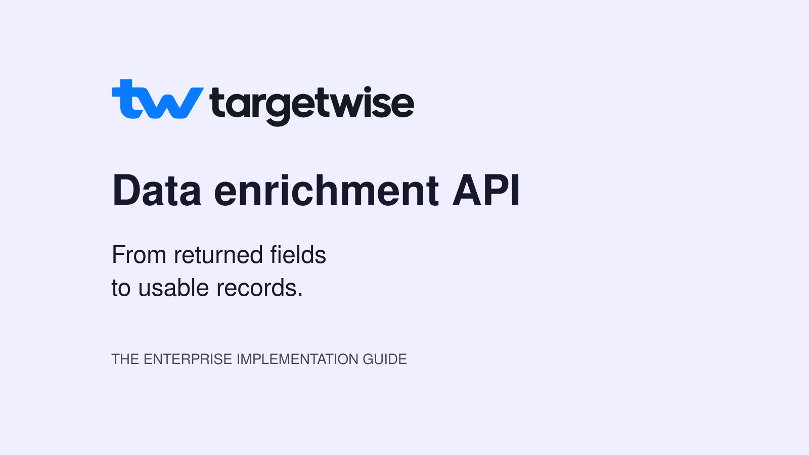 Targetwise logo and name on a pale lavender cover: Data enrichment API — From returned fields to usable records.